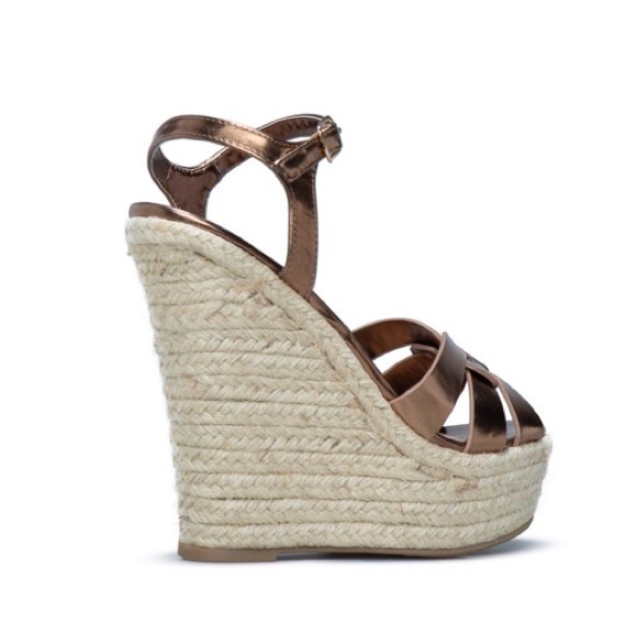 Bronze Strappy Platform Espadrille Wedge Sz 8, NIB - Picture 3 of 5